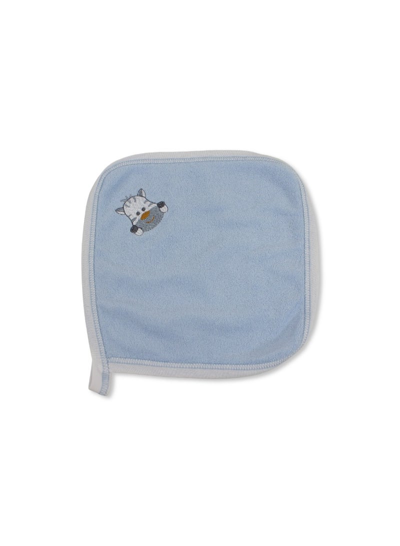 Cotton Baby Towel – Baby Blue with Zebra Embroidery - Image 1